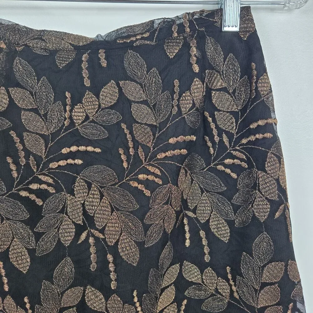 Bloomingdale's Vintage Women's Size 6 Black Copper Pencil Skirt‎